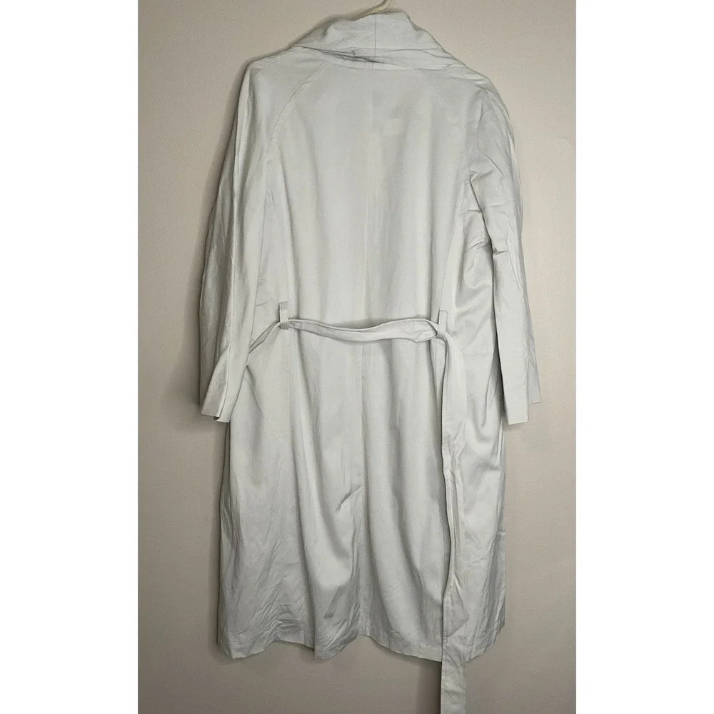 NWT Eileen Fisher Elagant Twill‎ Side-Tie  Cotton Blend Trench Bone Wrap Coat M